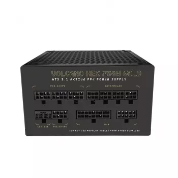 Fuente de alimentación MODECOM VOLCANO HEX GOLD 750W, 80 PLUS Gold, ATX 3.1, modular, ventilador de 14 cm