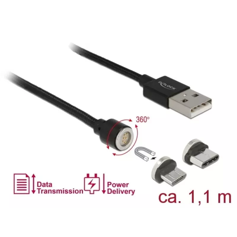 Cable USB DeLOCK 85723 USB 2.0 1,1 m USB A USB C/Micro-USB B negro