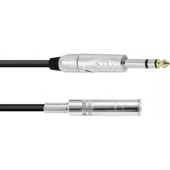 Cable de audio Omnitronic alargador de jack estéreo de 6,3 mm, 3 m, negro