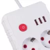 Regleta de enchufes MACLEAN MCE388 W – 2 enchufes, 3×USB, 110–240V, 2500W, cable de 3 m, blanca