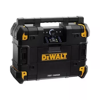 Radio portátil DeWalt DWST1-81078-QW — sintonizador digital AM/FM, indicador LED, 4 altavoces, funcionamiento CA/CC, puerto USB, salida AUX