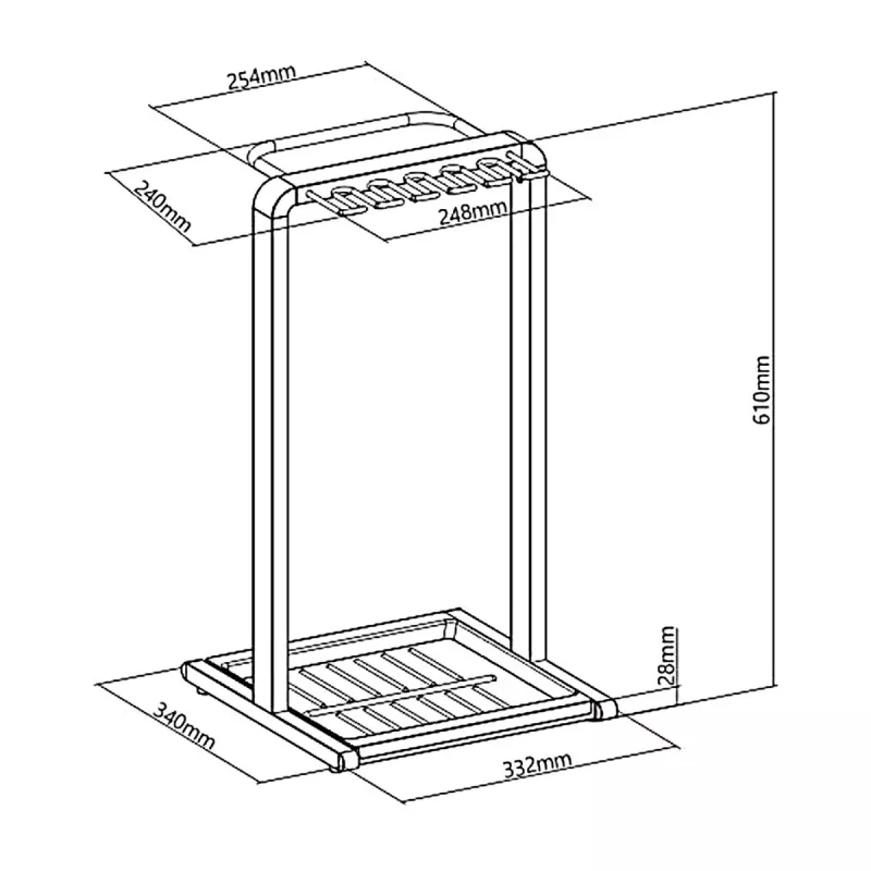 Base para sombrilla MACLEAN MC-472, soporte metálico compacto, medidas 332×340×610 mm