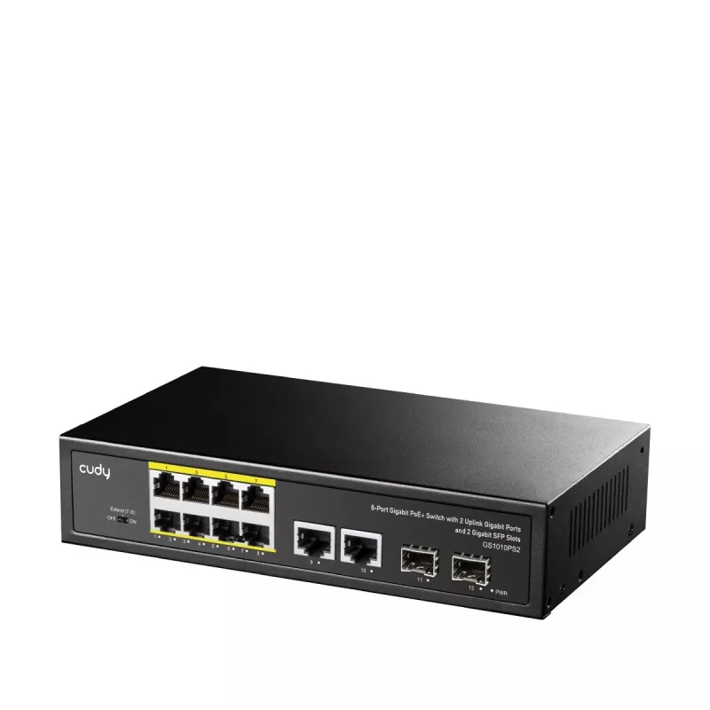 Switch de red Cudy GS1010PS2 No gestionado Gigabit Ethernet (10/100/1000) Power over Ethernet (PoE) Negro