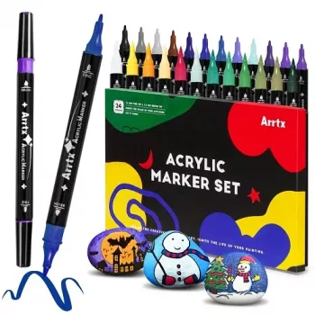 Rotuladores acrílicos Arrtx LC303304 — set de 24 colores, puntas fina/media
