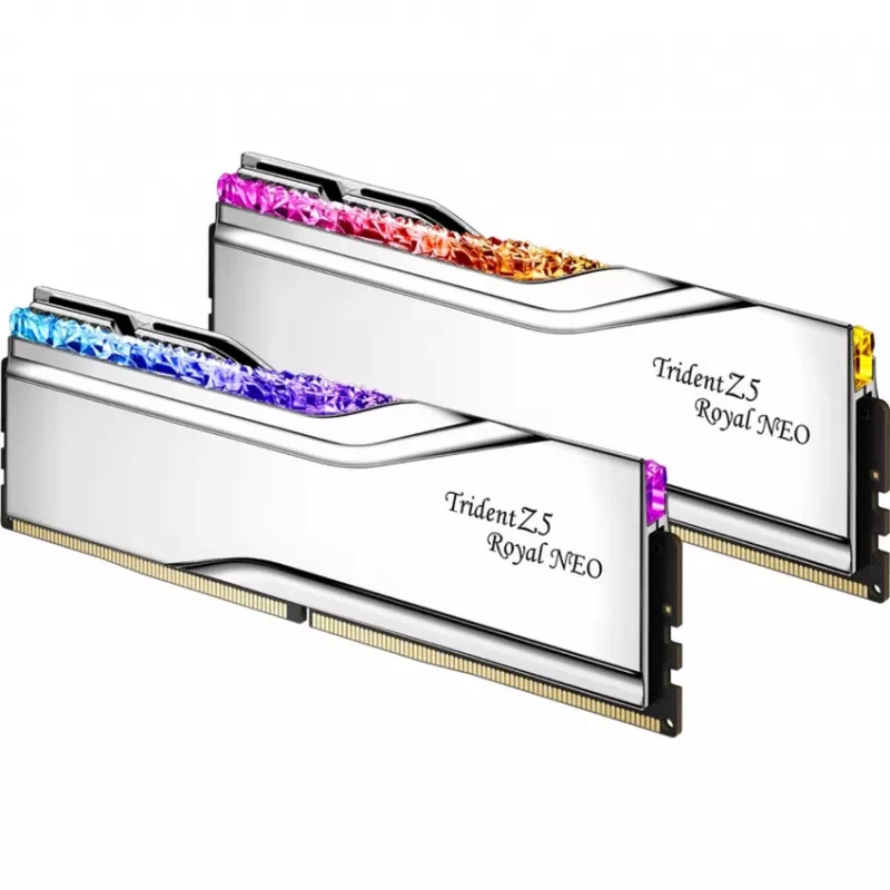DIMM 64 GB DDR5-6000 (2x 32 GB) kit dual, memoria RAM plateada, F5-6000J2636H32GX2-TR5NS, Trident Z5 Royal Neo, AMD EXPO
