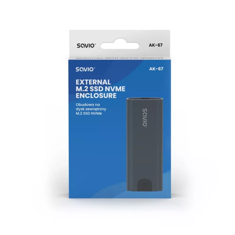 Carcasa para SSD M.2 SAVIO AK-67 Gris, USB 10 Gbit/s, compatibilidad con una unidad M.2