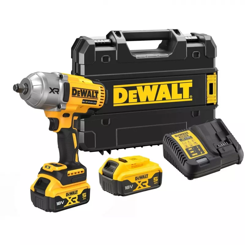 Llave de impacto DeWALT DCF900P2T-QW 1/2 inch sin escobillas 18 V, 1898 N·m, batería de 5 Ah, 2 baterías, cargador, maletín