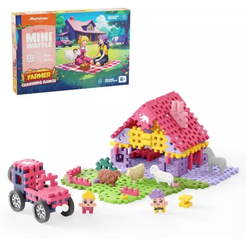 Marioinex Mini Waffle set de construcción de 112 piezas – Farmer Urocze Ranczo, multicolor, edad 6+