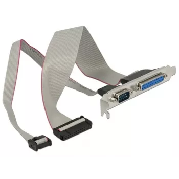 Delock 85644 Soporte de ranura, 1x paralelo DB25 + 1x serie DB9 a IDC, patillaje girado