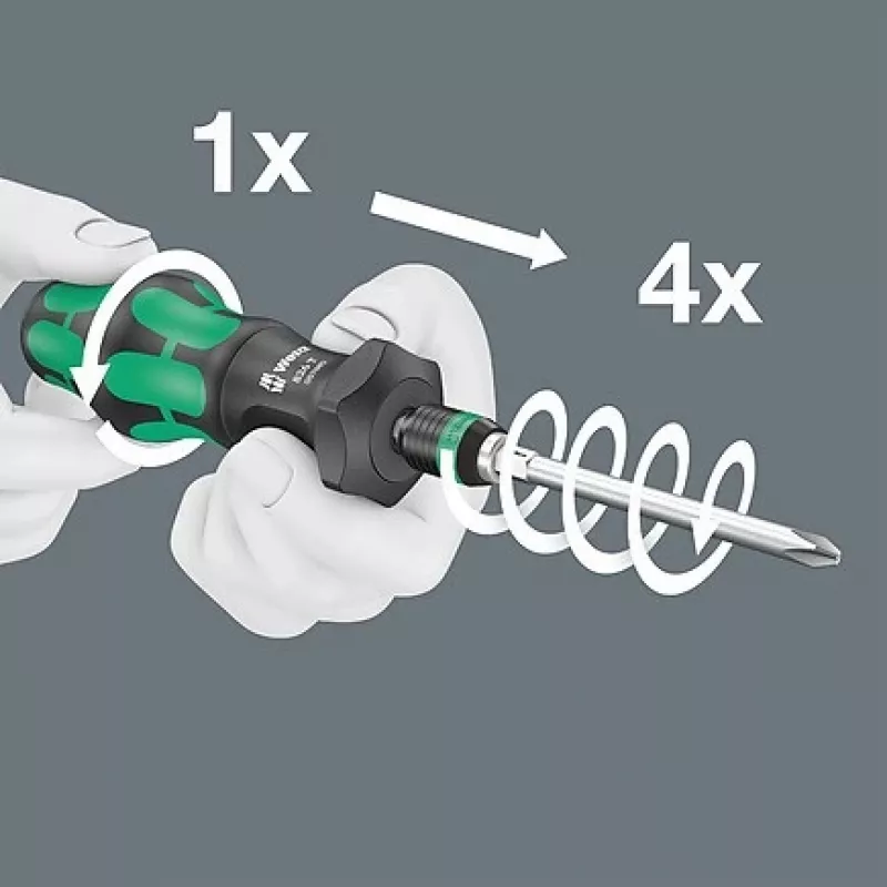Wera 826 T Kraftform Turbo Destornillador portapuntas con Rapidaptor, 1/4 de pulgada