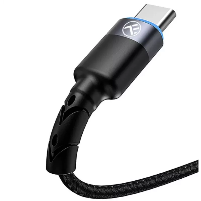 Cable de datos Tellur USB a Type-C LED trenzado de nailon 1,2 m negro