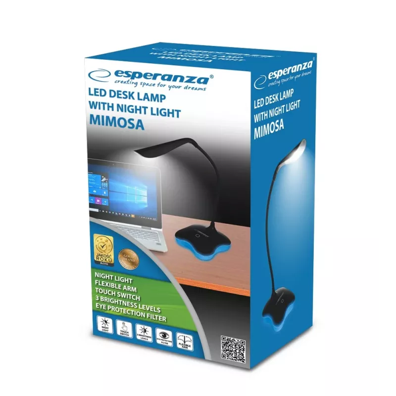 Esperanza ELD105K Mimosa lámpara de escritorio LED, 3 W, negra