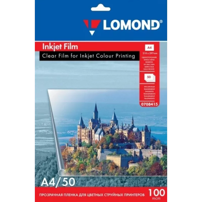 Película PET Lomond para impresora de inyección de tinta Transparente A4, 50 hojas