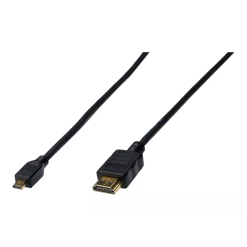 Digitus ASSMANN - Cable HDMI con Ethernet - 19 pin micro HDMI Type D macho a HDMI macho - 1 m - Triple aislamiento - Negro (AK-330115-010-S)