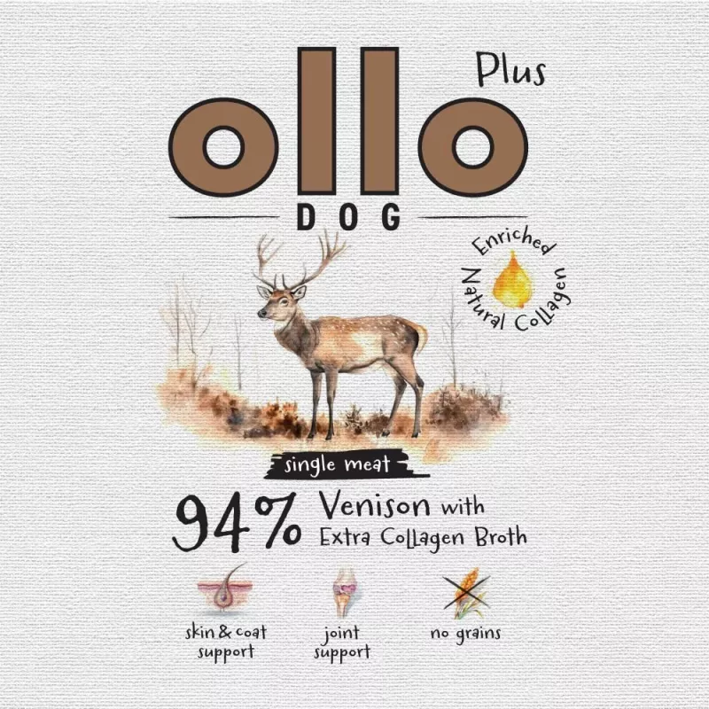 Ollo Plus Colágeno Ciervo 400 g Lata de comida para perros