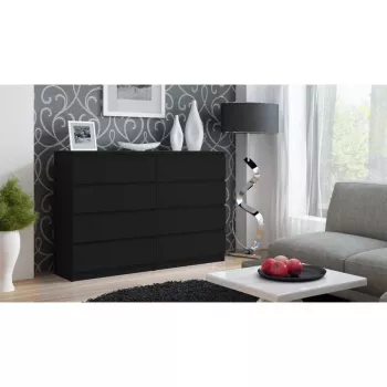 Cómoda top e shop M8 140 CZERŃ — 8 cajones, aglomerado, 1380×400×970 mm, negra