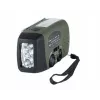 Radio de emergencia FOSCO 464600 con linterna LED, powerbank, FM, IPX3, carga solar/manivela/USB-C — verde/negro
