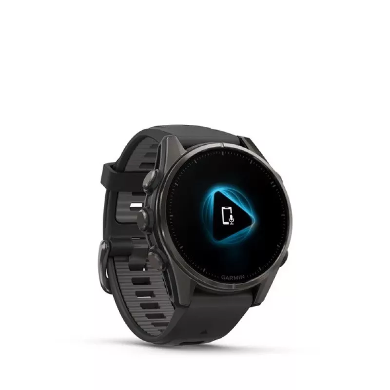 Garmin fenix 8 AMOLED Sapphire 43 mm reloj inteligente GPS, pantalla táctil de 3,3 cm (1,3") 416 x 416, Wi-Fi, titanio Carbon Grey DLC, correa de silicona Black/Pebble Grey, negro