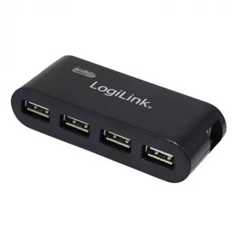 HUB USB 2.0 4 puertos con fuente de alimentación, negro