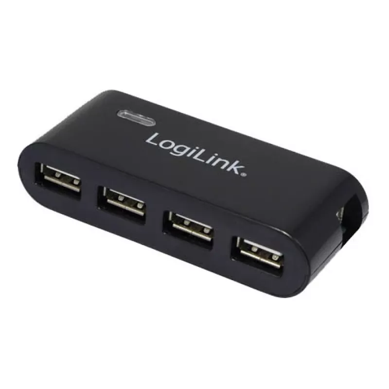 HUB USB 2.0 4 puertos con fuente de alimentación, negro