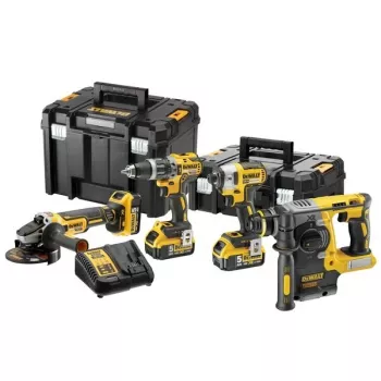 Set de herramientas DeWalt DCK422P3T-QW combo a batería 18V 5Ah (3 baterías), atornillador DCD796, martillo perforador, 4 cm madera, 1,3 cm acero