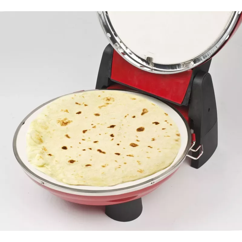 Máquina de pizza G3FERRARI G10032 – 1200 W, Superficie de piedra, máx. 400 °C, Pizza de 31 cm, Temporizador mecánico, Roja