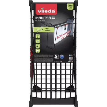Tendedero de pie VILEDA Infinity Flex Ultimate — acero, negro, 1 unidad, 5 años de garantía