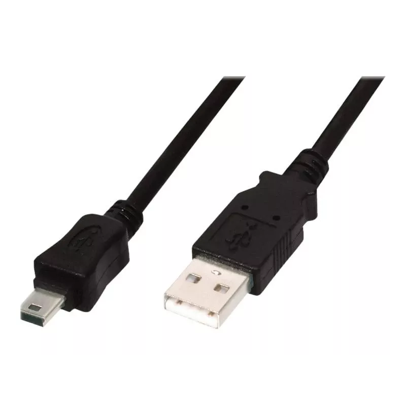 Cable de conexión USB 2.0 Assmann/Digitus A-B, 480Mbit/s, USB A - USB mini B, macho/macho, 1,8m, Negro (AK-300130-018-S)