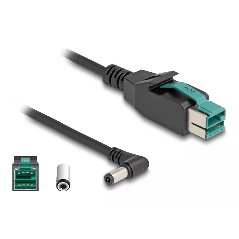 Cable PoweredUSB DeLOCK conector macho 12 V a conector macho DC 5,5 x 2,5 mm acodado 1 m