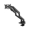 Manhattan Soporte de escritorio dual para TV y monitores (Full Motion con resorte de gas) con dock integrado, para pantallas de hasta 27 pulgadas, conexiones (x7): Ethernet, HDMI (x2), USB-A (x3) y USB-C, Power Delivery (100 W) al puerto USB-C (se requiere fuente de alimentación/cable USB-C por separado), VESA: 75x75 y 100x100 mm