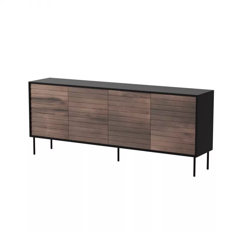 Cómoda Cama 4D CORTINA 200x40x81 negro/nogal