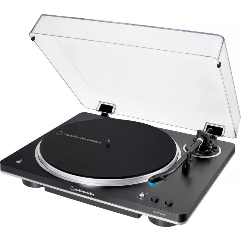 AT-LP70XBTBS, tocadiscos Negro/Plata, preamplificador fonográfico integrado, Bluetooth, totalmente automático, transmisión por correa