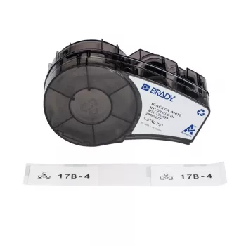 Brady, M21-136-499, tela de nailon, negro sobre blanco, 19,05 x 38,10 mm, permanente (91 etiquetas) (152093)