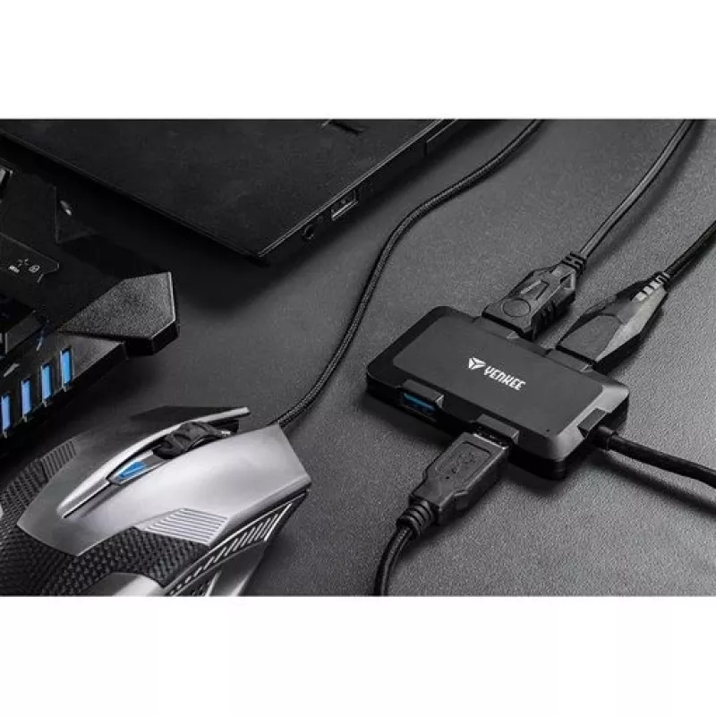 Yenkee YHB 4341BK hub USB 3.0 de 4 puertos con entrada de alimentación Micro USB