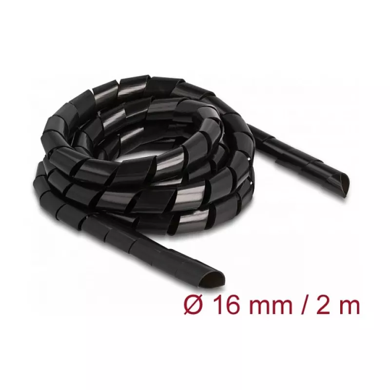 Tubo espiral flexible DeLOCK 2 m x 16 mm negro polietileno