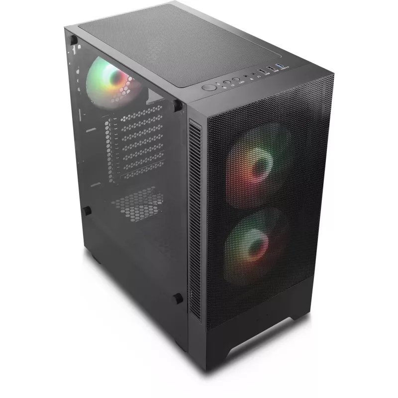Set de caja PC Silentware Flow 100 ARGB MESH — 2×140 mm frontal, 1×120 mm trasero