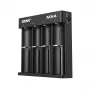 Cargador XTAR MX4 4 ranuras universal Li-Ion NiMH USB-C, negro, compatible con 4 pilas
