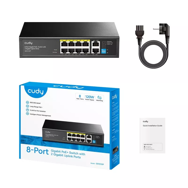 Switch de red Cudy GS1010P Gigabit Ethernet 10 puertos PoE
