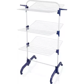 Tendedero Leifheit Pegasus 1081529, plegable de metal/plástico, superficie de secado 42 m, ruedas, soporte para perchas, 76,5×700×1450 mm