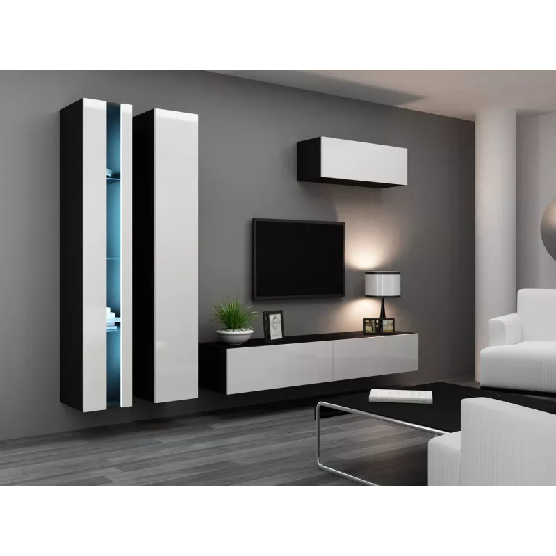 Soporte de TV para cama meble VIGO NEW 30/180/40, 1800×400×300 mm, tablero superior negro, estructura de aglomerado