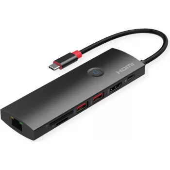 Estación de acoplamiento USB-C ROLINE 4K HDMI 1x C PD 2xUSB3.2Gen2 1xGbE - Digital/Datos (12.02.1126)