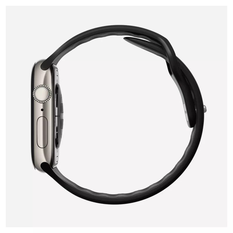 Correa para reloj Nomad Tempo Band negra de goma — 20 mm de ancho, compatible con muñecas de 155–193 mm