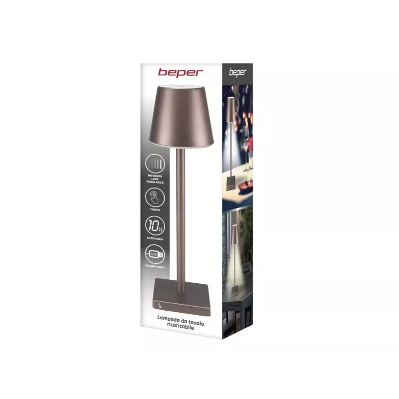 Lámpara de mesa recargable Beper P201UTP103, interruptor táctil, 2 W
