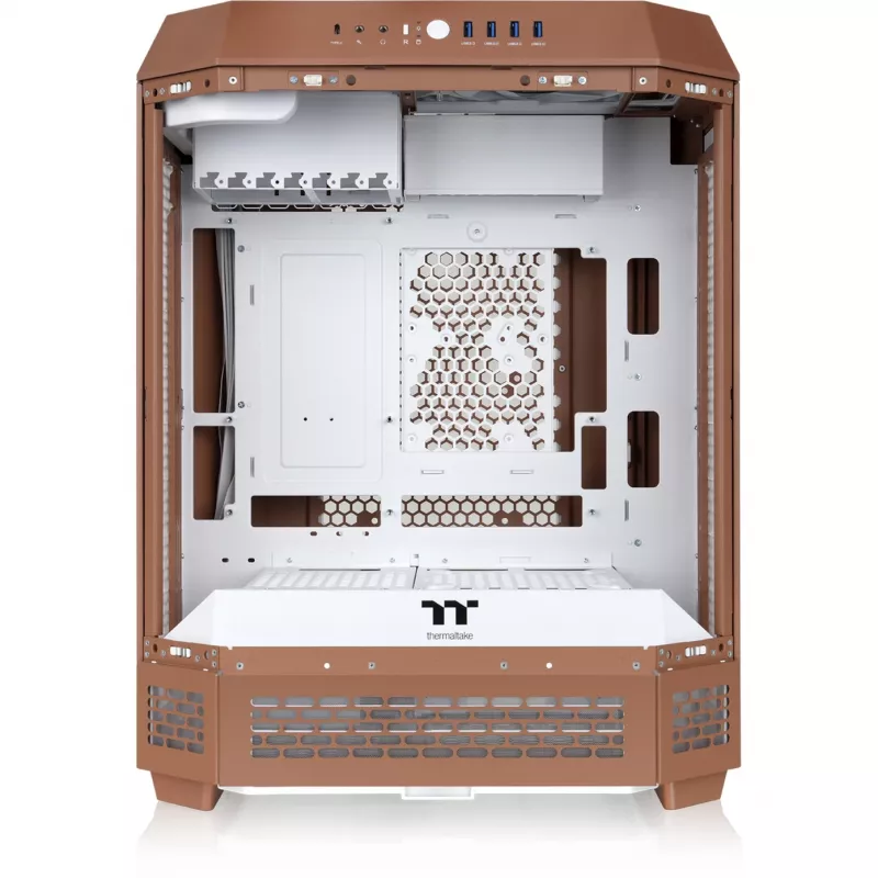 Caja Thermaltake The Tower 600 CA-1Z1-00MUWN-00 Midi Tower ATX, vidrio templado, 2 ventiladores de 140 mm, compatible con unidades de 3,5/2,5 pulgadas, Mocha Mousse