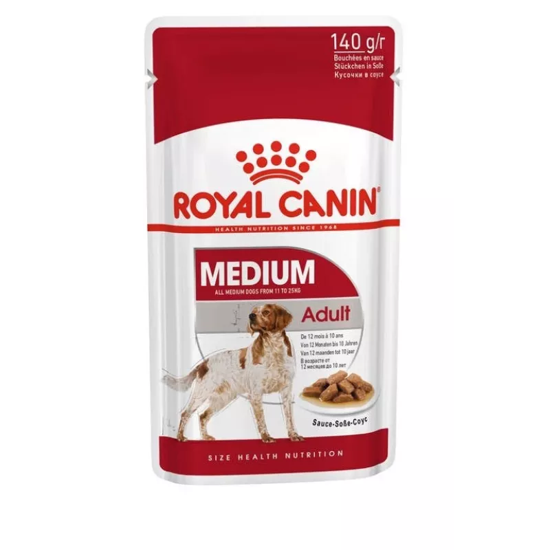 ROYAL CANIN SHN Medium Adult en salsa - Comida húmeda para perros adultos - 10x140g