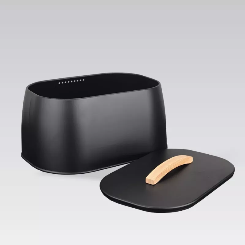 Panera de pan Maestro MR-1675-Negro, recipiente para guardar pan negro