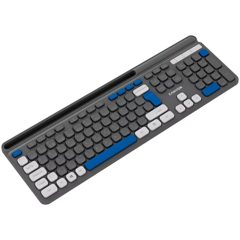 Teclado inalámbrico CANYON HKB-W03 gris – diseño compacto, funciona con pilas AAA, modelo CNS-HKBW03DG