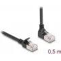Cable de red DeLOCK RJ45 Cat.6A S/FTP fino 90° hacia abajo en ángulo / recto 0,5 m negro