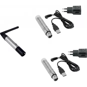 Set DMX inalámbrico EUROLITE QuickDMX emisor 1x + receptor 2x (BATERÍA) modelo 20000900