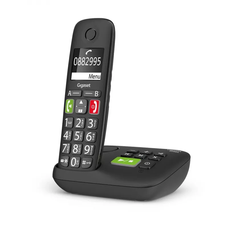 Gigaset E290A Teléfono analógico/DECT con identificación de llamadas Negro